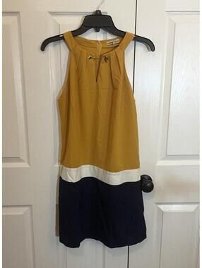 Altar'd State Mustard, White & Navy Colorblock Dress